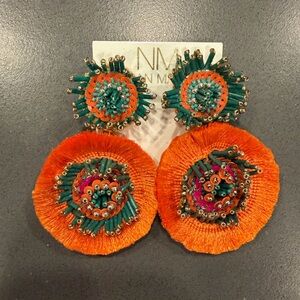 Neiman Marcus Orange and Green Statement Earrings